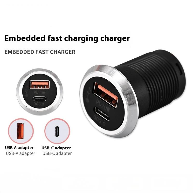 1 шт. 9 В/2 А 5 В/3 А USB Type-C Мини Быстрая Зарядка Автомобильное Зарядное Устройство Настольное Скрытое Встроенное USB Зарядное Устройство Авто Питание Встраиваемая Розетка