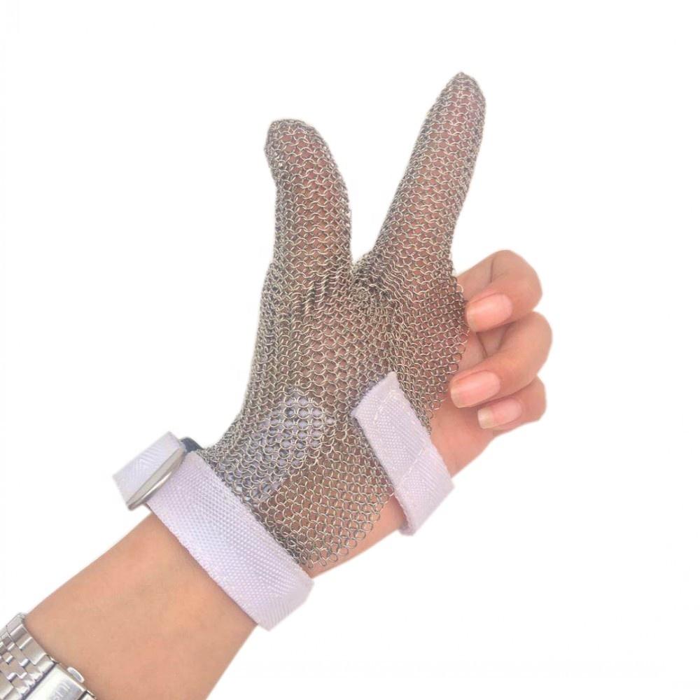 Hand Safe Two Fingers Stainless Steel Mesh Cut Resistant Chainmail Glove Sterile & Powder-Free for Butchers and Tailoring Work