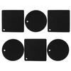 No-brand silicone pot mat set 6 black heat conduction prevention non-slip honeycomb structure countertop protection round 18cm x 3 pieces + square