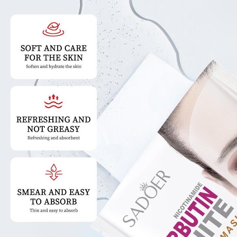 10pcs SADOER Nicotinamide Arbutin Whitening Facial Mask Moisturizing and Pore Shrinking Facial Mask