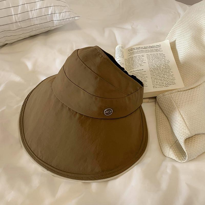 Trendy Large Brim Summer Hat For Women Uv Protection Black Sun Cap Visor