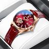 2024 Women Watches Fashion Leather Romance Red Dial Luxury Ladies Watch Waterproof Quartz Date Brand Wristwatch