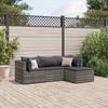VidaXL Garden Lounge Set 4 Pcs with Cushions Grey Wicker, Outdoor Sofa Set, Garden Corner Sofa, 3308050