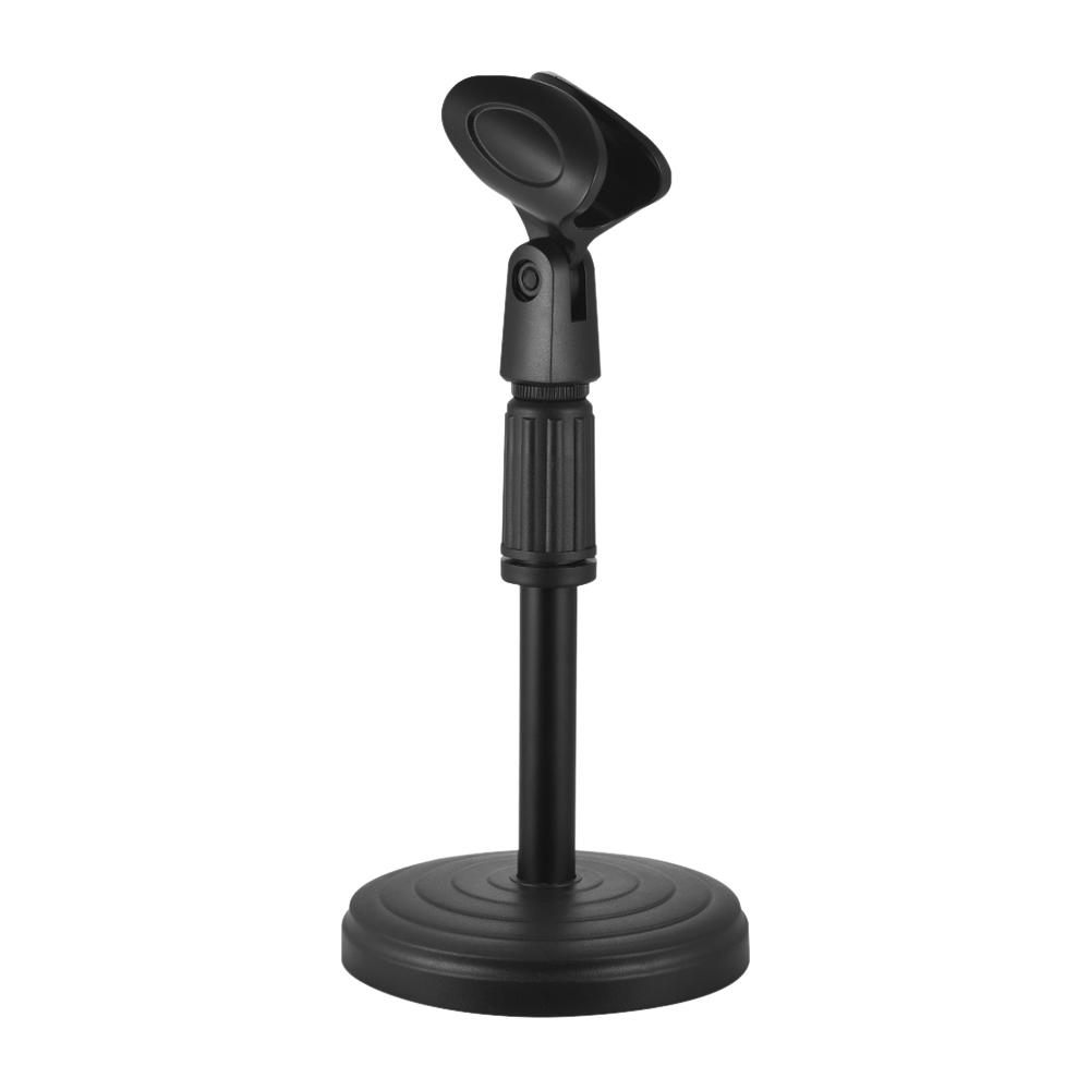 Adjustable Desk Microphone Stand Mic Holder with Clip Max. Height 345mm for Meetings Lectures Podcasts Black