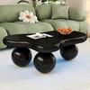 Black Cloud-Style Coffee Table with LED Lighting – 16 Colors Available, Round-Leg Design, Stylish Highlight for Modern Living Room and Children's Room