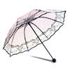 Portable Clear Umbrella Folding Umbrella Black Printed Pattern Three-Fold PVC Transparent Umbrella