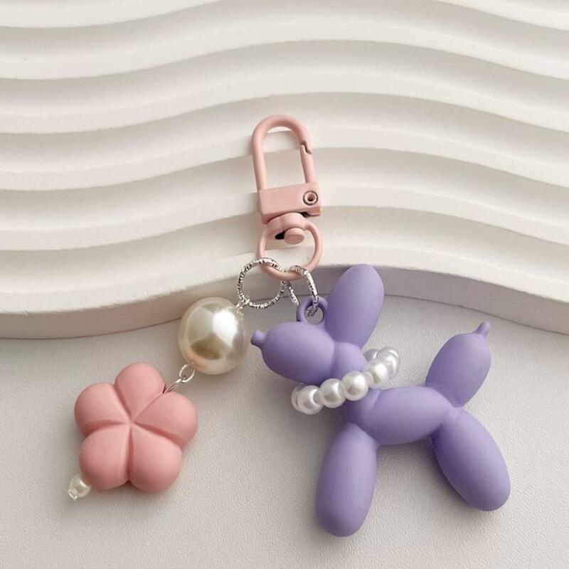 1+1 Balloon Puppy Pearl Keychain Couple Friendship Keyring