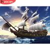 HUACAN полная дрель алмазная живопись корабль 5D алмазная вышивка пейзажная мозаика вышивка крестом ручной работы домашний декор