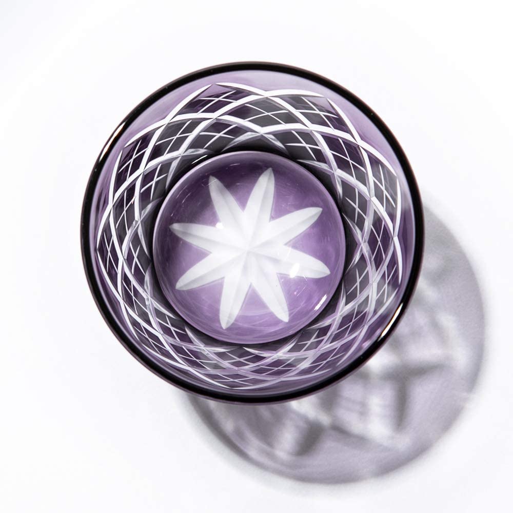 Деревянная коробка для стакана для холодного сакэ Kobo Edo Kiriko Yarai Crest, сделано в Японии [официальный представитель Taimuro] (Эдо Пурпурный) ТБ90152-1М