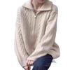 Women's Fall/Winter Cable Knit Zipper Cardigan - Lazy Style Fashion with Lapel