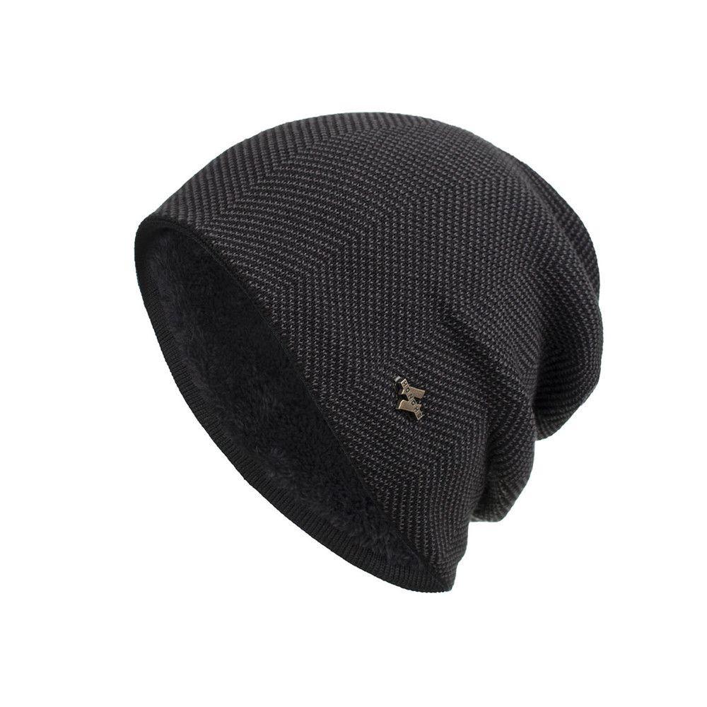 Unisex Cotton Wool Hat Skullies Men's Knitted Hat Winter Warm Hat Casual Beanies Thick Fleece Hat