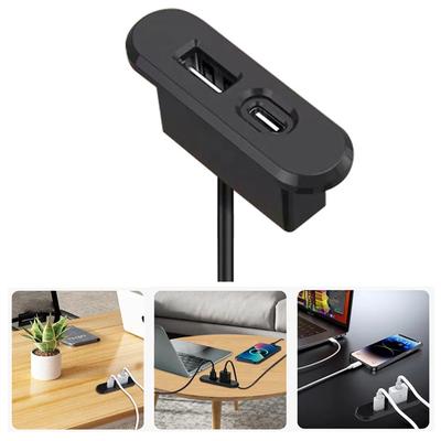 Встраиваемые в стол розетки 1 USB-A и 1 Type-C Встроенная скрытая розетка для рабочего стола с удлинителем 1,2 м Для офиса спальни