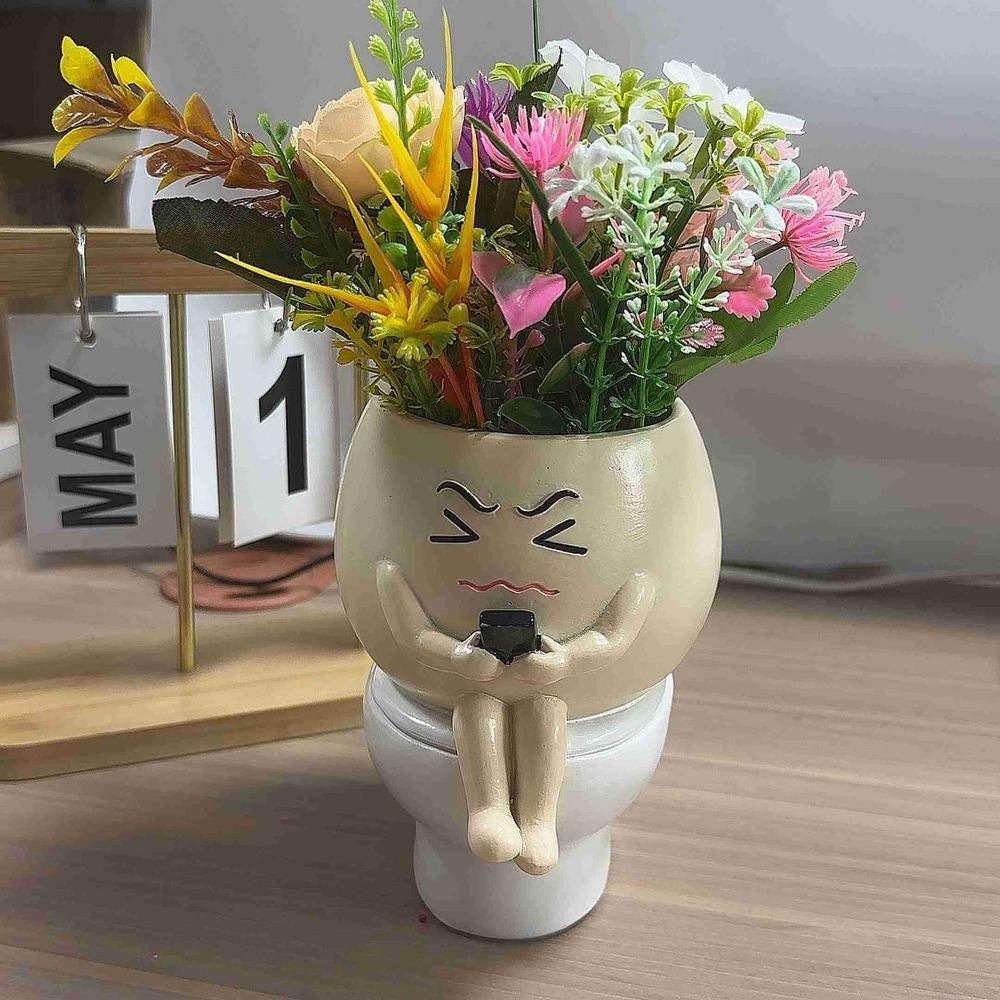 Cartoon Succulent Flowerpot Resin Plant Cultivation Pot Multifunctional Flower Planter Office