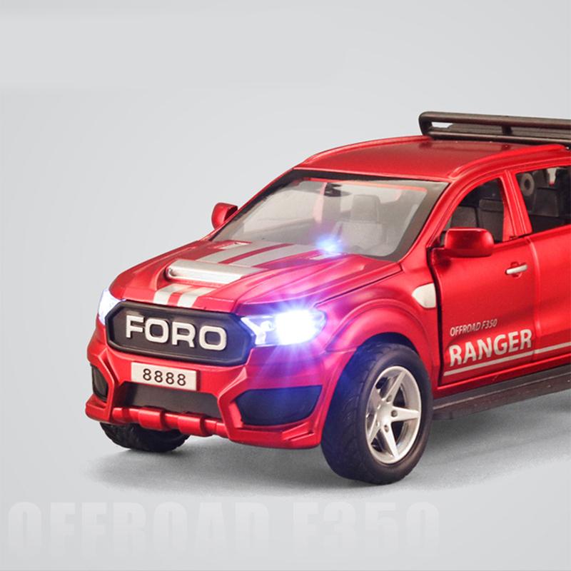 Масштаб 1/32 Ford Raptor F350 Пикап, литая под давлением модель автомобиля, игрушечный автомобиль с откатным механизмом со звуком и светом для детей, коллекция подарков для мальчиков и девочек