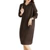 Осень и зима новый повседневный худи средней длины платье женская мода вязаный большой размер свободный пуловер свитер женский