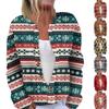 Women's Fashion Long Sleeve Christmas Snowman Snowflake Print Jacket Cardigan
