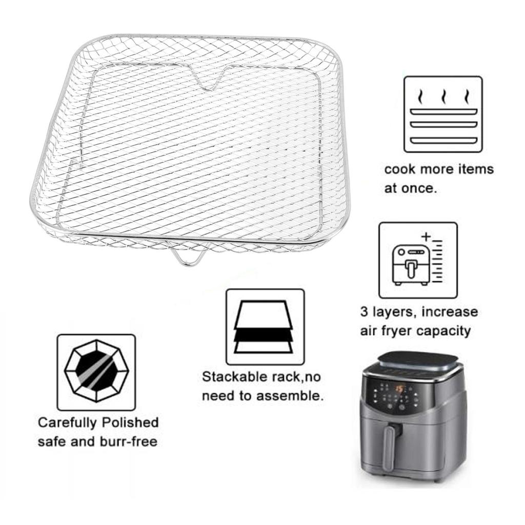 Стойка для фритюрницы-дегидратора, термостойкая стойка для фритюрницы, многофункциональная, из нержавеющей стали 304, конструкция с равномерной сеткой для 8-дюймовых фритюрниц