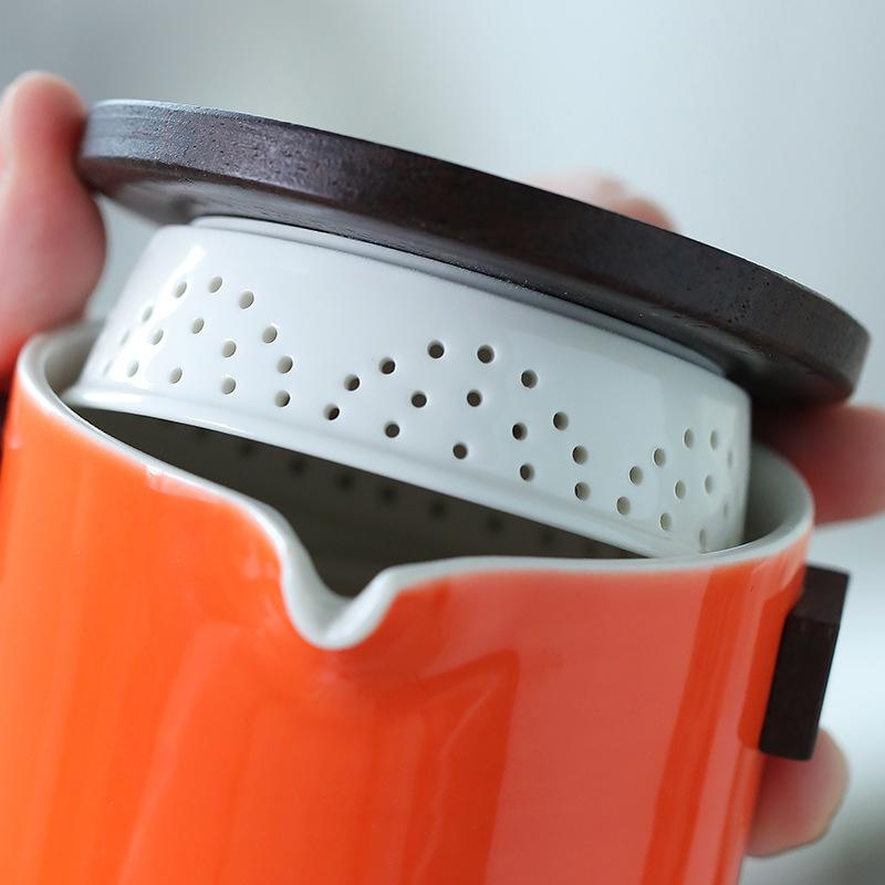 Travel tea set Sansheng apricot one pot four cups express cup with tea tray ceramic tea set high-end gift set
