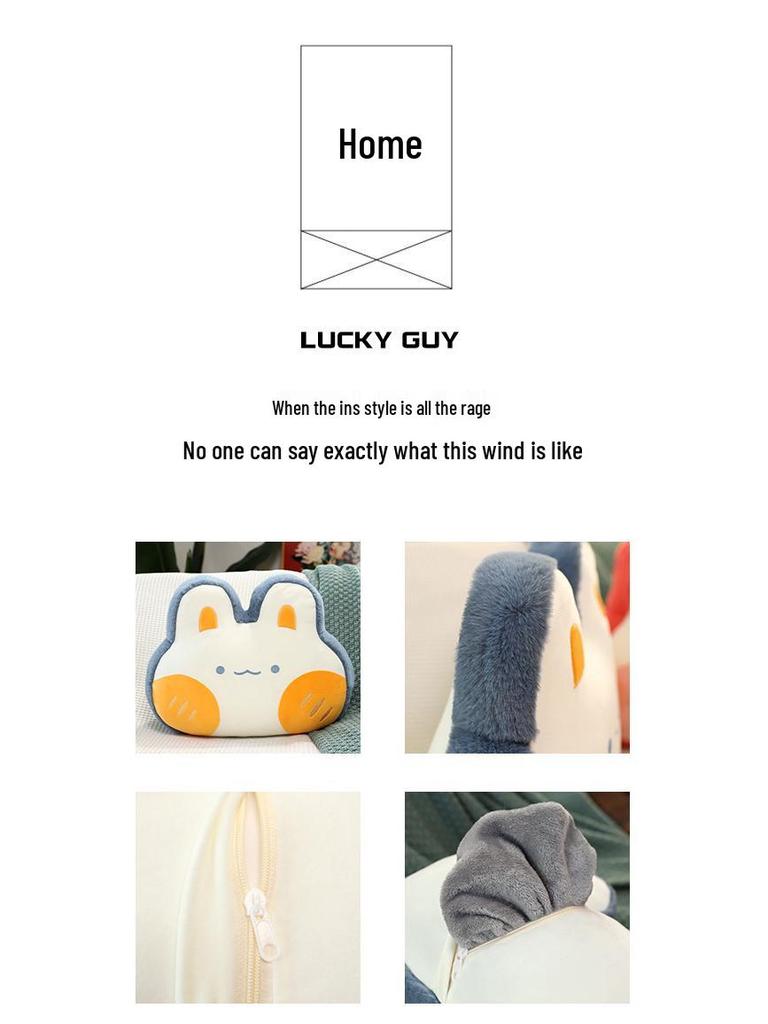 Cute Cartoon 3-in-1 Pillow Blanket: Backrest, Car, Office Nap Essential