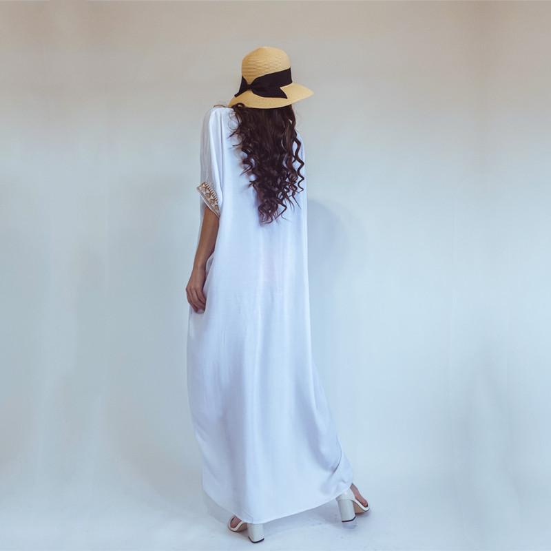 Женская пляжная туника единого размера, с цветочной вышивкой