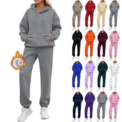 Женские комплекты из 2 предметов, спортивный костюм с капюшоном, толстовка большого размера, мешковатые осенние модные спортивные штаны с карманами