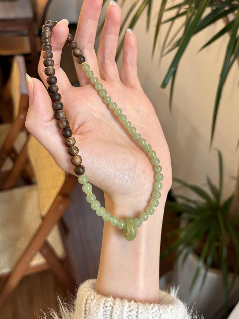 Natural Hainan Green Qi Agarwood Bracelet DIY Women's High-Quality Wenwan Wristband
