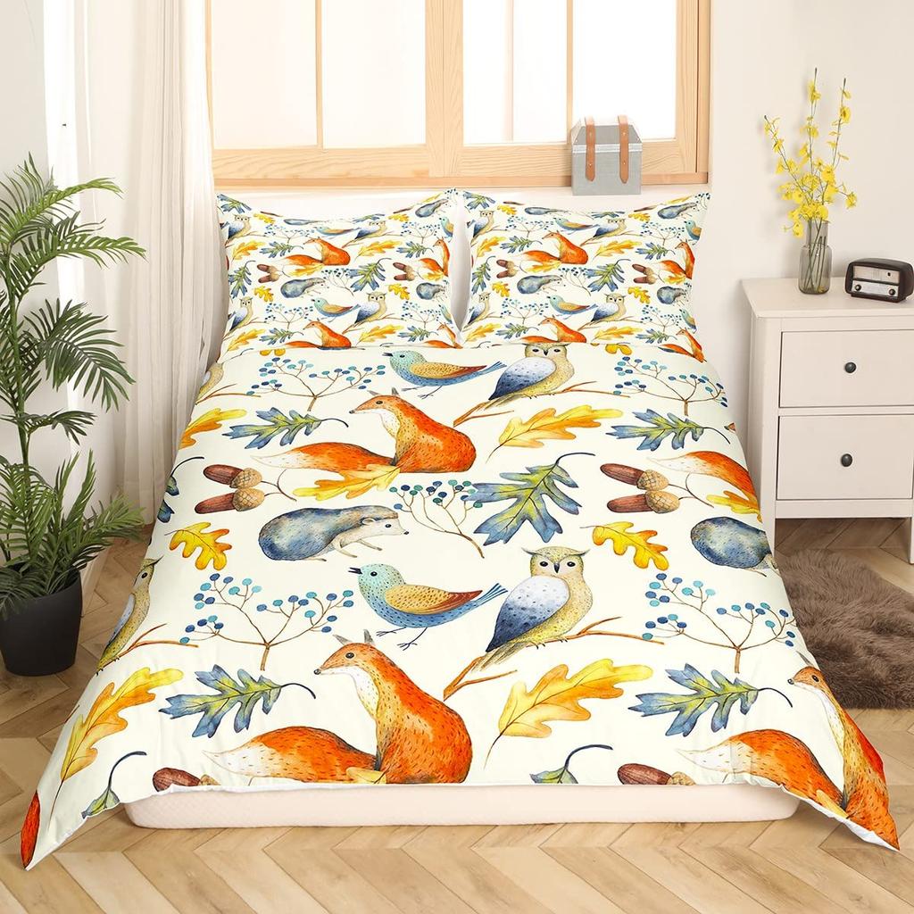 Пододеяльник с изображением лесной тематики King Queen, милый комплект постельного белья с изображением животных из мультфильмов, медведя, дерева, дикой природы, покрывало из полиэстера