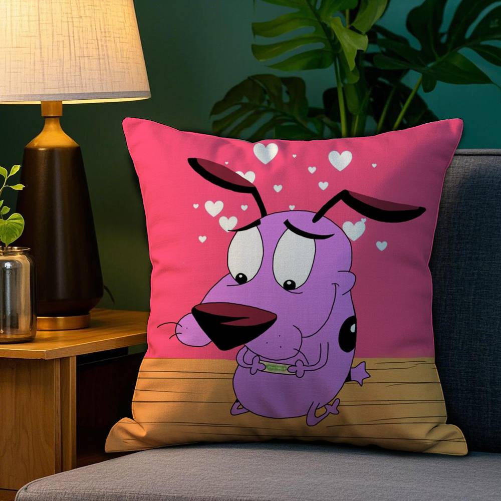 Cartoon CCourage Cowardly Dog Pillow Case Sofa Living Room Bedroom Doublesided Printing Square Cushion Nap Time Pillow Case