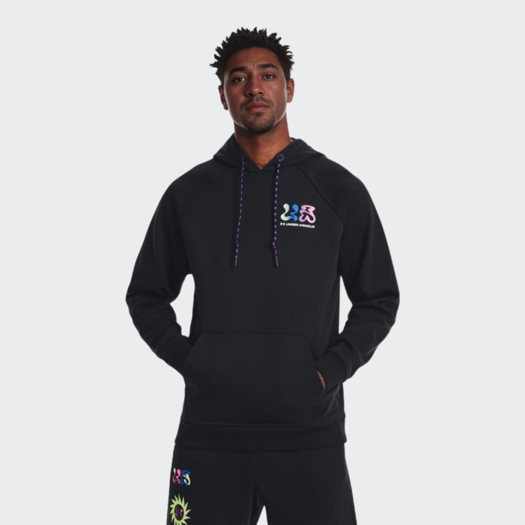 Under Armour Мужская толстовка с капюшоном Elevated Terry со спортивным логотипом, черная 1373844-001