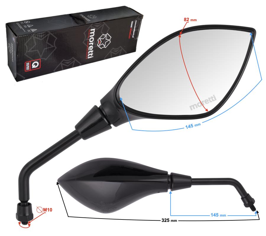 Lusterka R+R (Średnica Gwintu 10Mm) Do Motoroweru - Mrt 1106 Czarne Z Homologacją