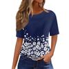 Women's Fashionable Casual Short Sleeve Print Round Neck Pullover Top