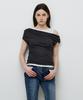 MONGDOL Double Layered One-Shoulder T-Shirt Charcoal Mdts093Charcoal