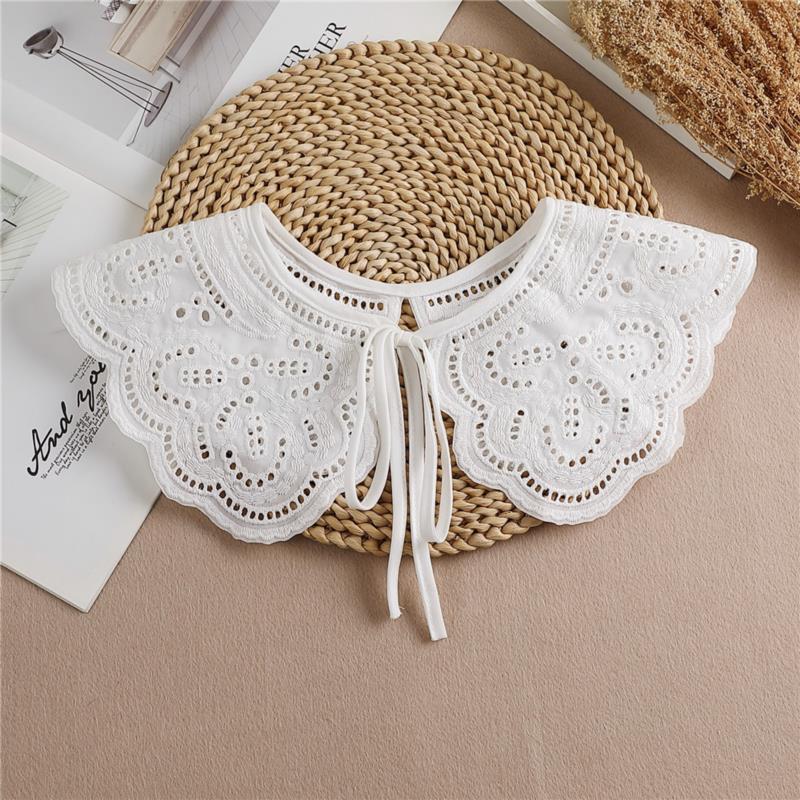 Lace Fake Collar Women Detachable Collars For Women False Collar Embroidery Floral Lolita Lapel Half Shirt Shawl Wrap Decoration