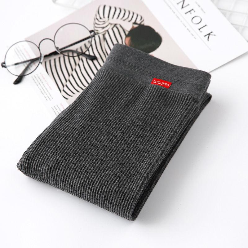 Теплые леггинсы с высокой талией, хлопковые осенне-зимние тонкие вязаные повседневные леггинсы, женские однотонные эластичные брюки