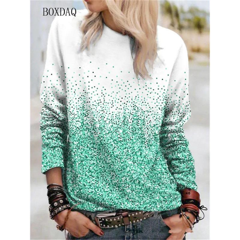 Dot Gradient Pattern 3d Print Women Fashion T-Shirts Spring Autumn Long Sleeve Street Style Ladies Tees 6XL Big Size Casual Tops