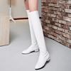 Женские сапоги до бедра на низком каблуке, осенне-весенние, повседневные, высокие, черные, белые, женские, зимние, элегантные