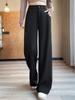 2025 Весна Лето Элегантный Костюм Широкие Брюки Женские Новые Прямые Повседневные Брюки Швабры Узкие Брюки с Высокой Талией Драп Костюм