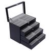 Large Capacity Sunglasses Box – 4-Tier Glasses Storage Organizer with 24 Compartments and Full Pull-out Drawers