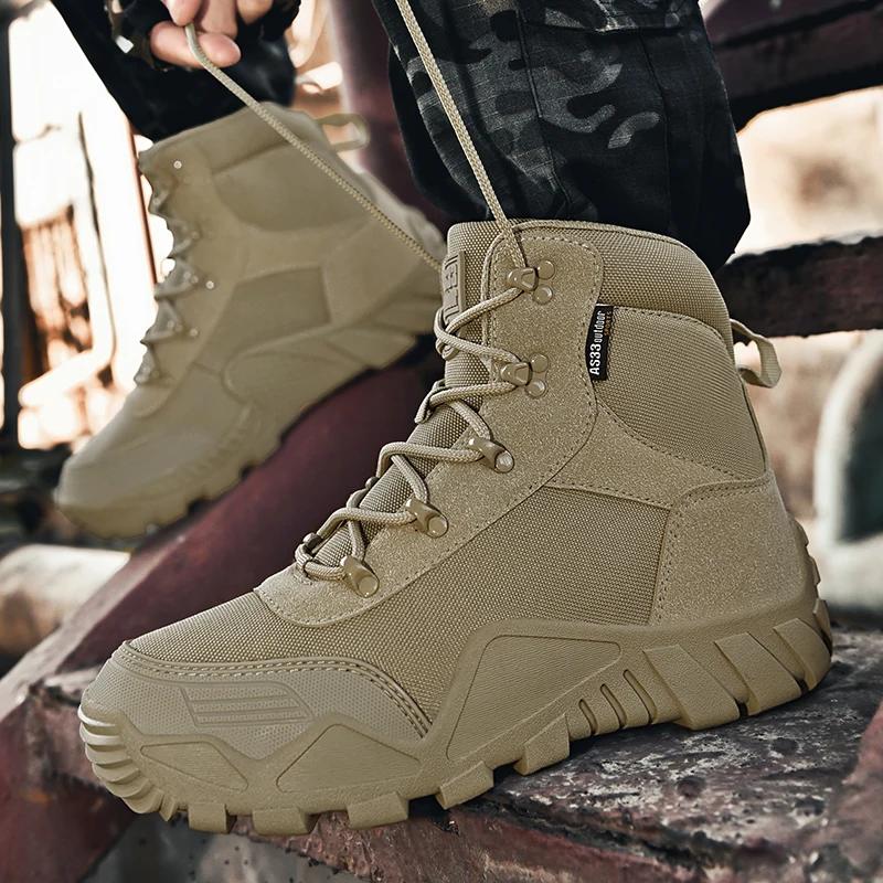 Мужские уличные тактические ботинки для хайкинга, ботильоны, ботинки для пустыни, спортивная обувь для альпинизма, военная рабочая водонепроницаемая обувь для работы, безопасности, охоты