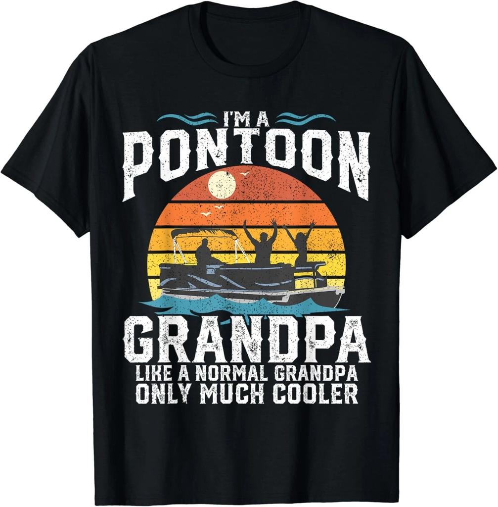 Pontoon Grandpa Captain Retro Funny Boating Fathers Day Gift Unisex T-Shirt