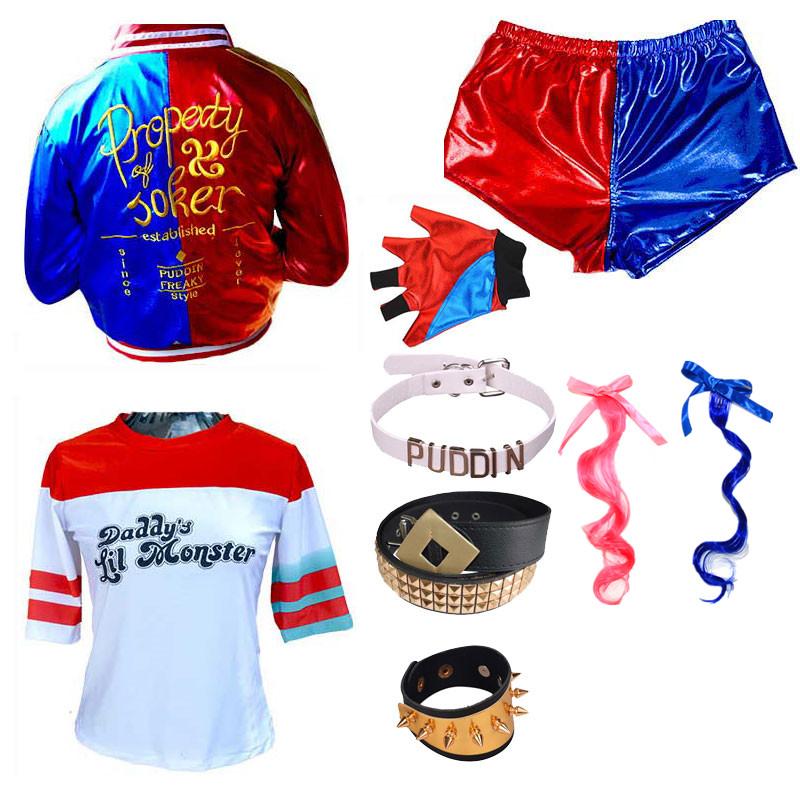 Высококачественные костюмы для косплея Харли Квинн из Отряда Самоубийц для девочек и женщин, комплекты: куртка с нашивками монстров, брюки, карнавальный аниме-костюм