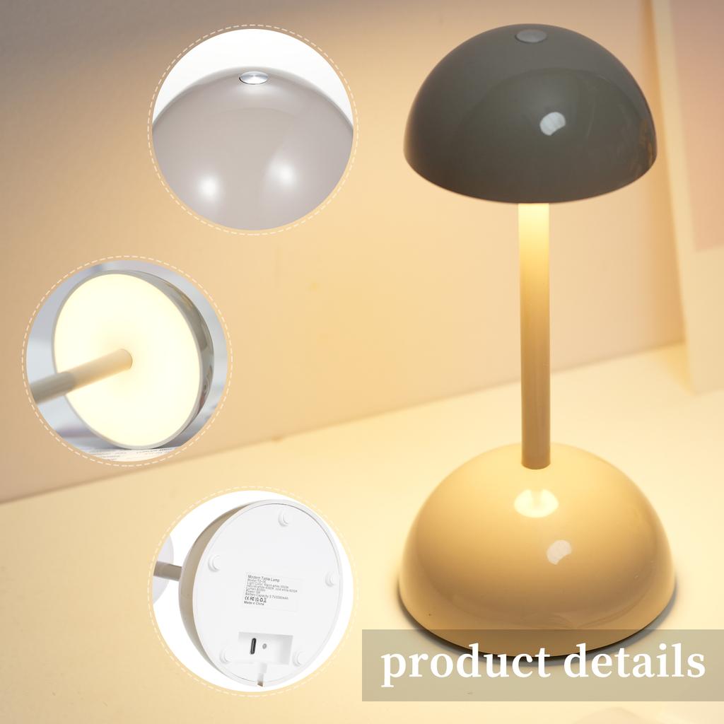 Modern Table Lamp Mushroom Shape Nightstand Lamp Touch Control LED Desk Lamp Cordless Bedside Lamp
