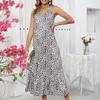 Сексуальное платье с V-образным вырезом и открытой спиной с леопардовым принтом для женщин, летнее элегантное платье для вечеринок и клуба, длинное женское повседневное плиссированное облегающее платье с бретельками через шею 26265