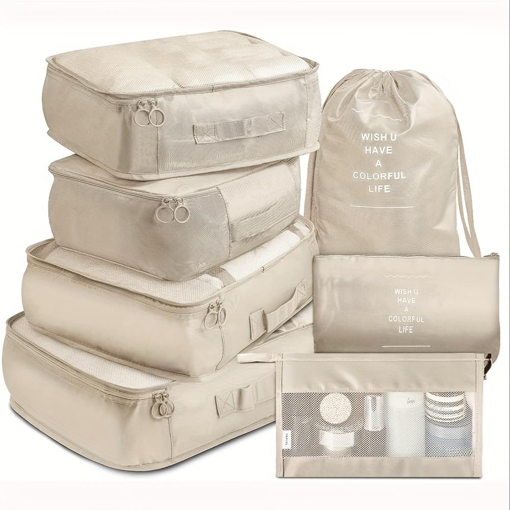 7Pcs/set Travel Luggage Packing Organizers Set With Toiletry Bag, Clothing Classification Storage Bag
