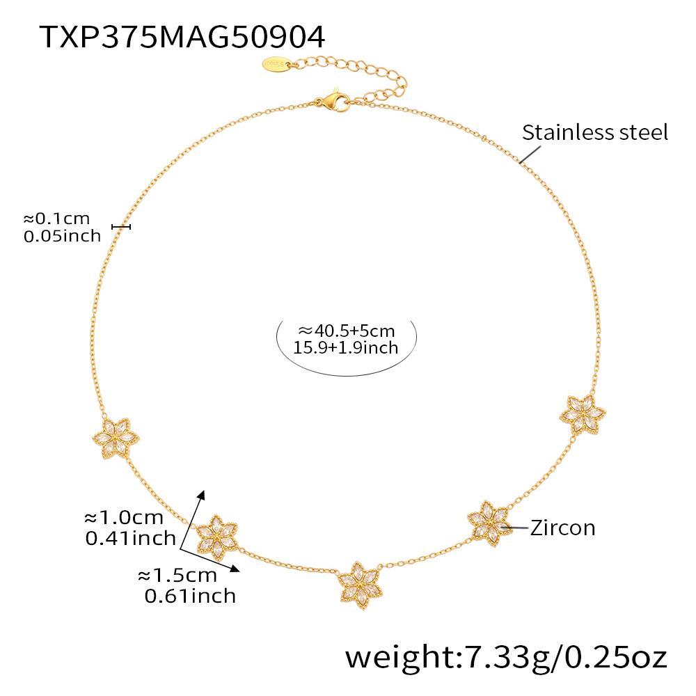 Лариат Y-образное ожерелье Сочетающийся браслет Из нержавеющей стали С покрытием 18 каратным золотом С цирконием Цветок Цепочка Ожерелья Браслеты Для женщин
