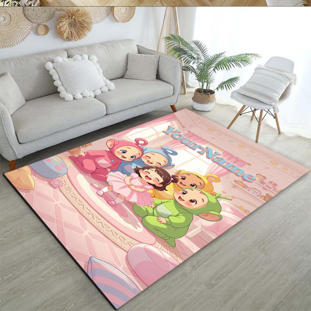 Teletubbies Customizable Name Area Rug Suitable for Bedrooms Playrooms Entryway Foyer Antislip Carpet Decorate Offices