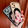 For iPhone 16 15 14 13 12 11 Pro Max XS Max XR X SE 8 7 Cartoon Beautiful Pink Clothing Girl Pattern Soft Silicone Full Lens Protect Phone Case