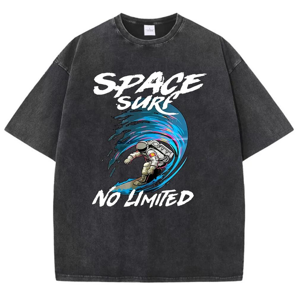 Футболка Space Surf No Limited Printing для мужчин Футболка Cartoon Street Популярные спортивные футболки Hip Hop Свободный крой Короткие рукава