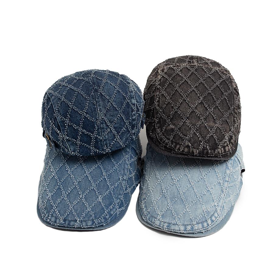 Джинсовая клетчатая винтажная мужская берет из стираного хлопка, женская берет в стиле ретро, повседневная однотонная плоская кепка, летняя кепка с солнцезащитным козырьком, регулируемая