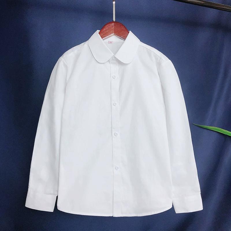 Детская белая рубашка 110-160 с длинными рукавами школьная форма рубашки для девочек и мальчиков